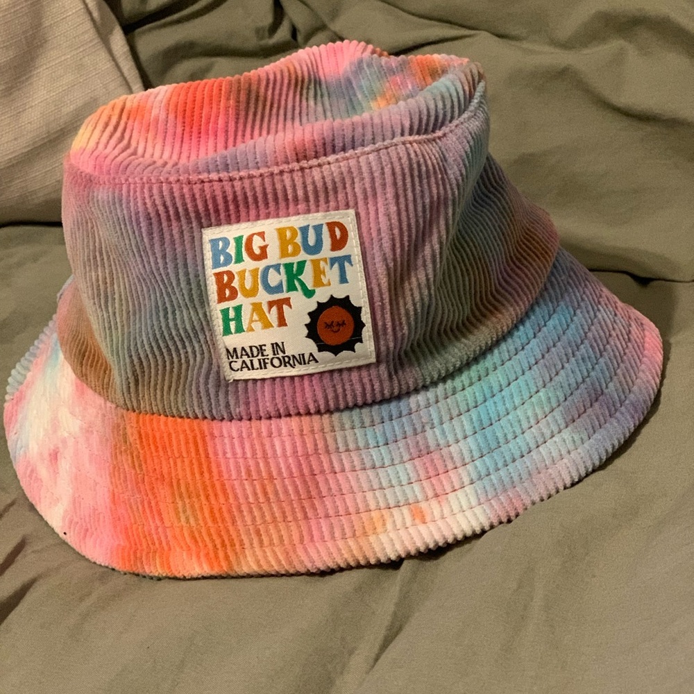 Big Bud Press Tie Dye Bucket Hat -  Unisex one size fits all. Corduroy material.